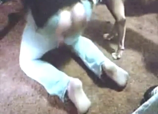 Babe with ripped pants fucking a hot beast