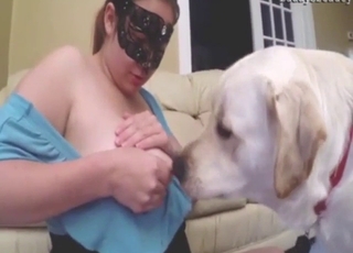 Breast worship + milk chugging in bestiality porn